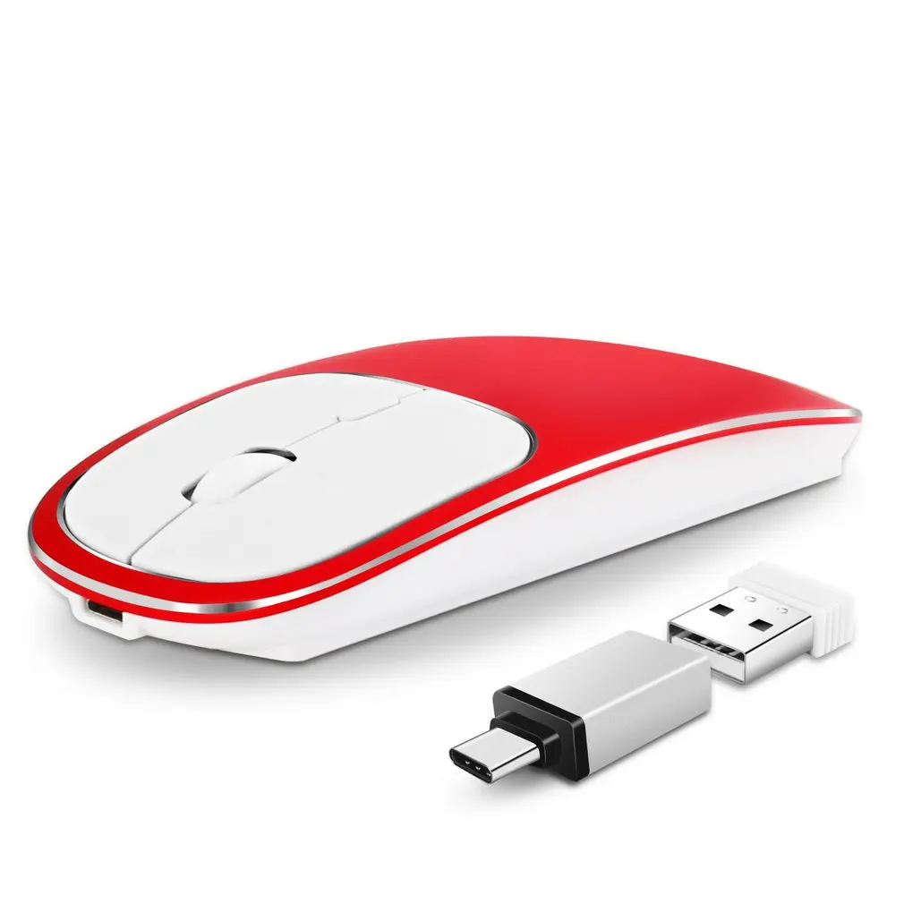 Перезаряжаемая беспроводная мышь Type-C + USB 2 4G Двухрежимная металлическая