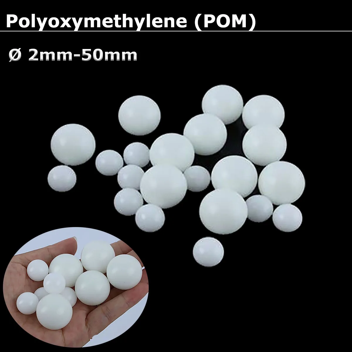 

POM Solid Plastic Balls Ø 2mm - 50mm Precision Bearings Rolling Smooth Round Ball Beads Polyoxymethylene