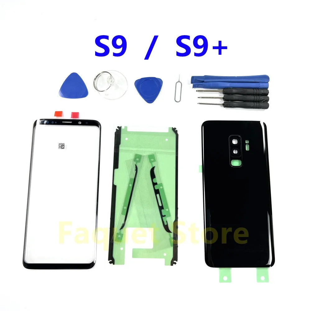

Для SAMSUNG Galaxy S9 Plus S9 + G965F S9 G960 G960F Передняя Сенсорная панель Внешний объектив + задняя крышка батарейного отсека задняя стеклянная крышка корпуса