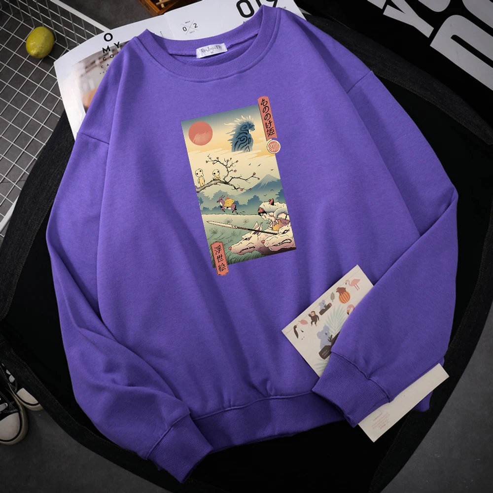 

Wolf Princess Ukiyo Japan Style Print Men's Hoody Hip Hop S-XXL Hoodies Autumn Fleece Warm Hoodie Fashion Casual Women Tracksuit