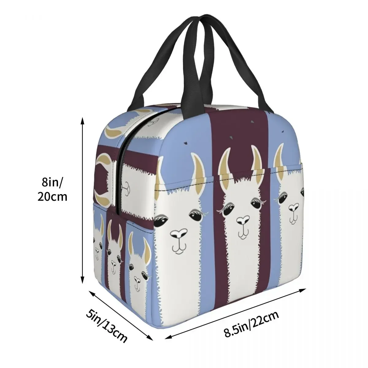 Изготовленная на заказ сумка для обеда в полоску с ламой и альпакасом женский