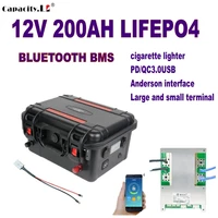 12v 200ah lifepo4 battery pack rechargeable lithium batterywith pd bms for rv motor outdoor waterproof inverter solar