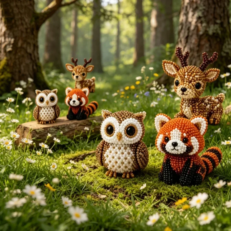 Фото Набор для вышивания бисером 3D-фигурок животных: Легкий набор для рукоделия своими руками (Высокогорная корова, Бабочка, Сова) – Подарок для взрослых и подростков №2