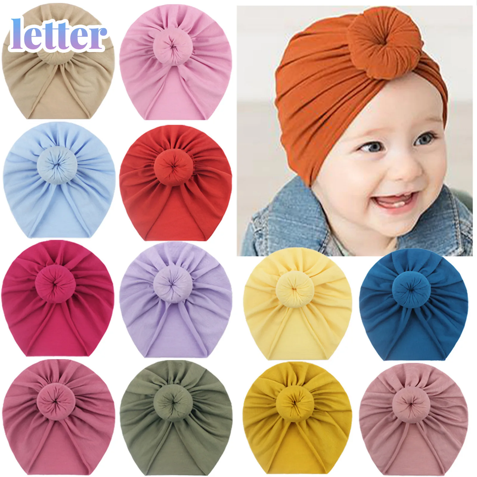 

Lovely Winter Solid Color Thick Newborn Hat Boys Girl Cotton Soft Big Bow Turban Bonnet Caps Solids Baby Shower Props #0210