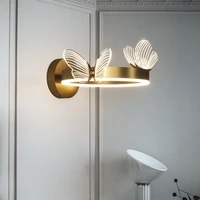 nordic butterfly led wall lamp indoor lighting for home living room decoration bedside lamps metal gold bedside lamp lampada led