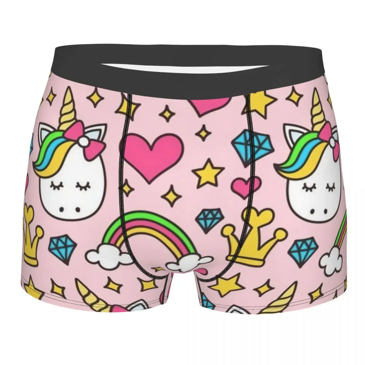 

Трусы мужские с рисунком единорога, хлопковые брифы с сердечком и радугой, волшебная сказка, нижнее белье