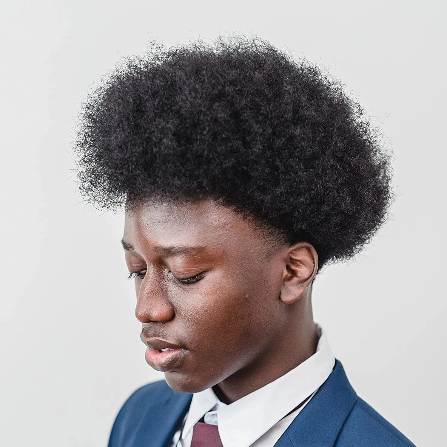 

6MM Man Weave Hair Black Toupee Thin Skin Afro Curly Hairpiece 360 Wave Full Pu African American Human Hair System Replacement