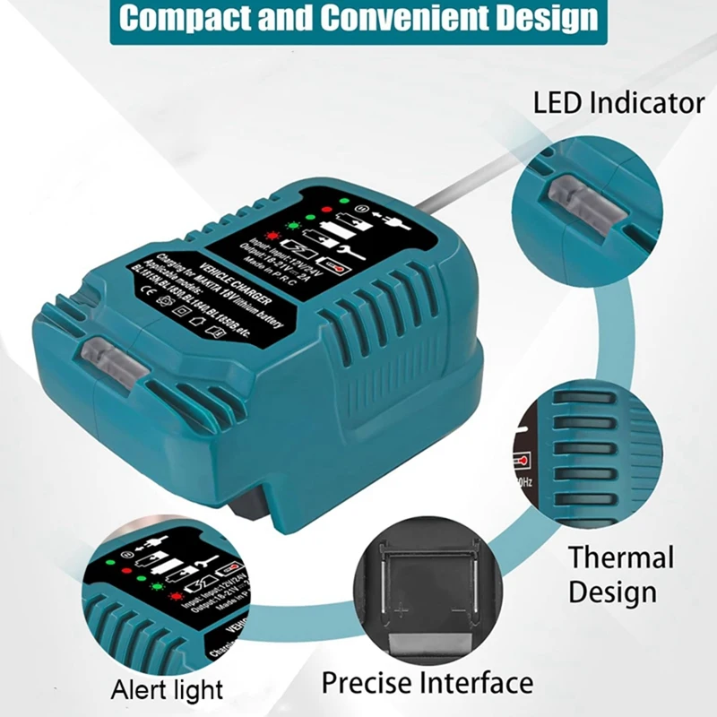 Портативное мини-зарядное устройство для литий-ионного аккумулятора Makita 18 В BL1415