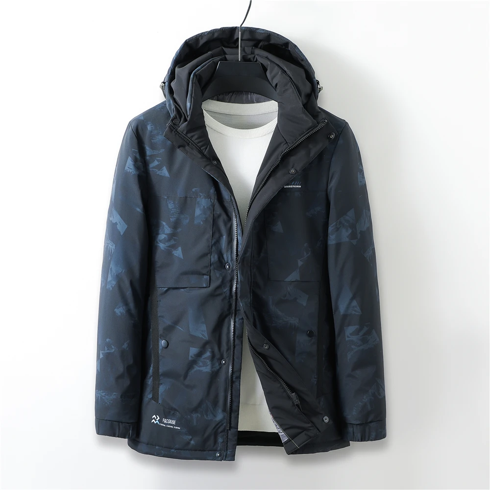 COODRONY Brand 90% White Duck Down Jackets Winter New Arrival Men Clothing Thick Warm Hooded Coat Fashion Big Pocket Parka Z8154