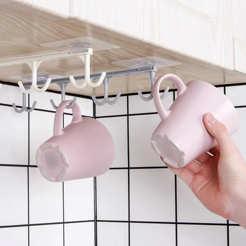 

2/1pcs Kitchen Storage Rack Door Wardrobe Cabinet Hook Organizer Shelf Cup Holder Hooks Towel Hanger Bathroom Kitchen Organizer