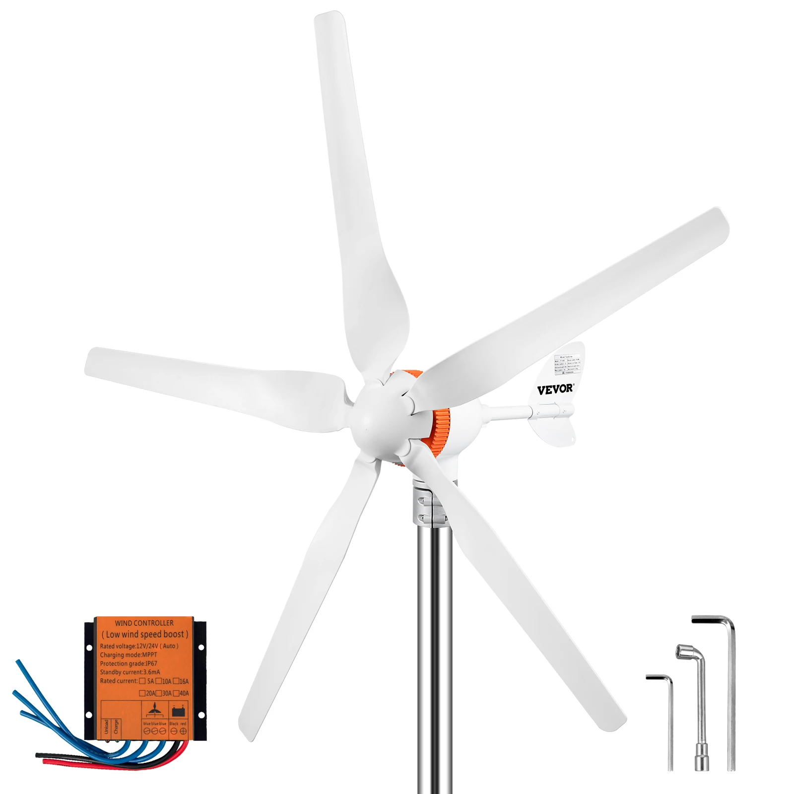 

VEVOR Wind Turbine Generator Home Use 300W 400W 500W With MPPT/Charge Controller Windmill RV Yacht Farm Small Wind Generator