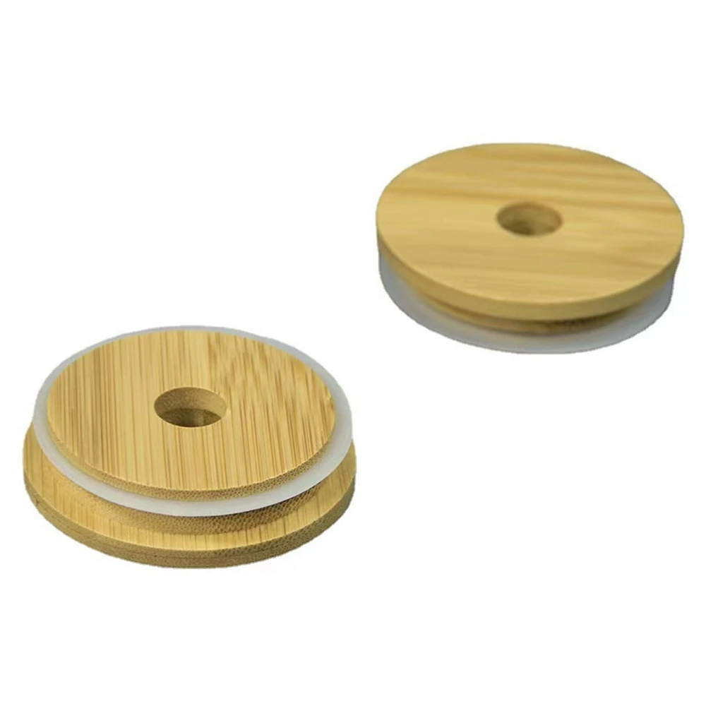 Экологичный Прозрачный Стеклянный Стакан С Соломинкой И Деревянной Крышкой