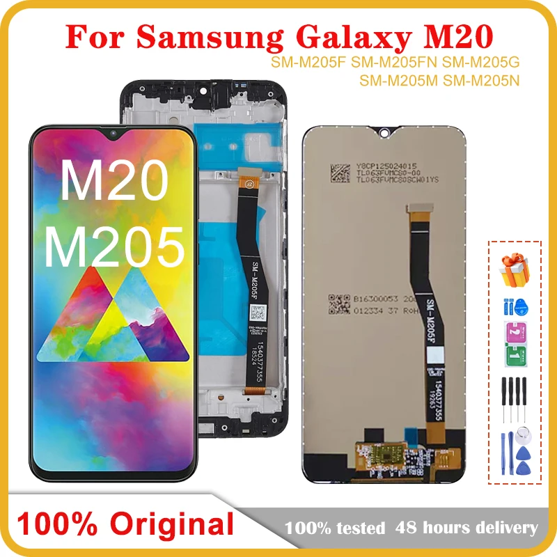 6,3 'оригинальный M20 ЖК-дисплей для Samsung Galaxy M20 2019 SM-M205 M205F M205G/DS ЖК-дисплей сенсорный экран дигитайзер в сборе Замена