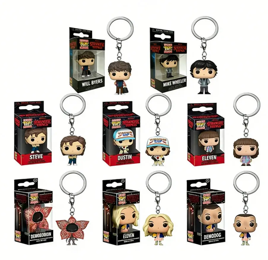 Фото Брелоки Funko Pop: Элевен, Демогоргон, Робин, Стив, Дастин, Майк Уиллер, Уилл Байерс. Коллекционные игрушки-брелоки. Подарок на день рождения для детей.