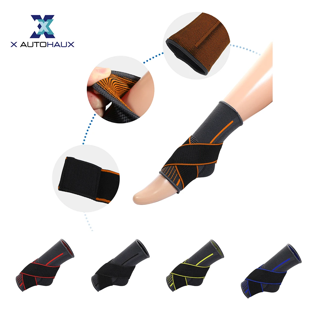 X Autohaux S/M/L/XL Sports Ankle Brace for Men & Women Adjustable Compression Ankle Support Wrap for Plantar Fasciitis