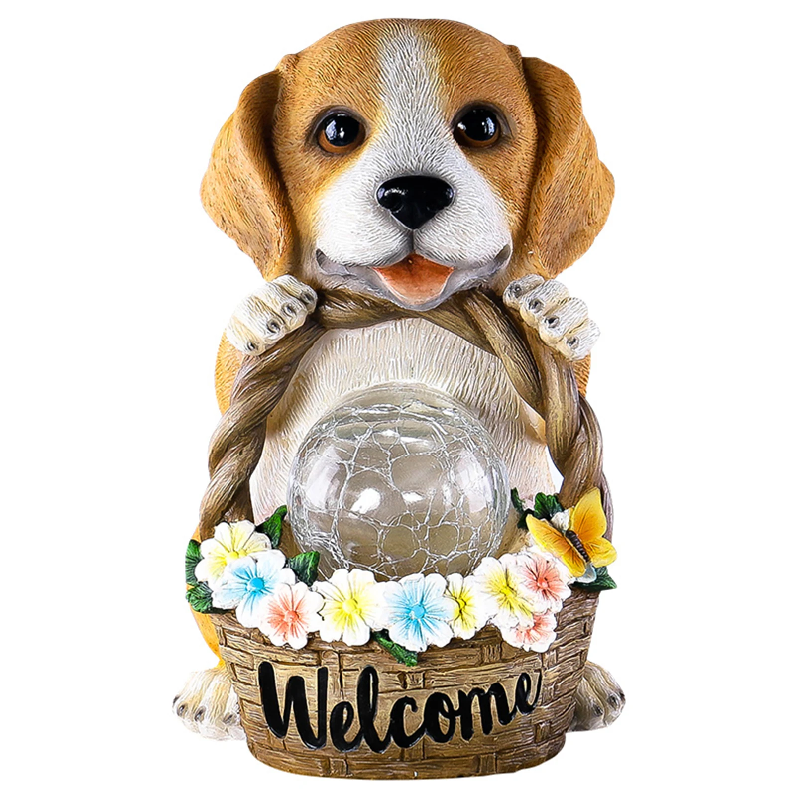 

Garden Solar Powered Outdoor Resin Ornament Accessories Gift Patio Night Puppy Dog Pathway Lighting Statue Landscaping Craft