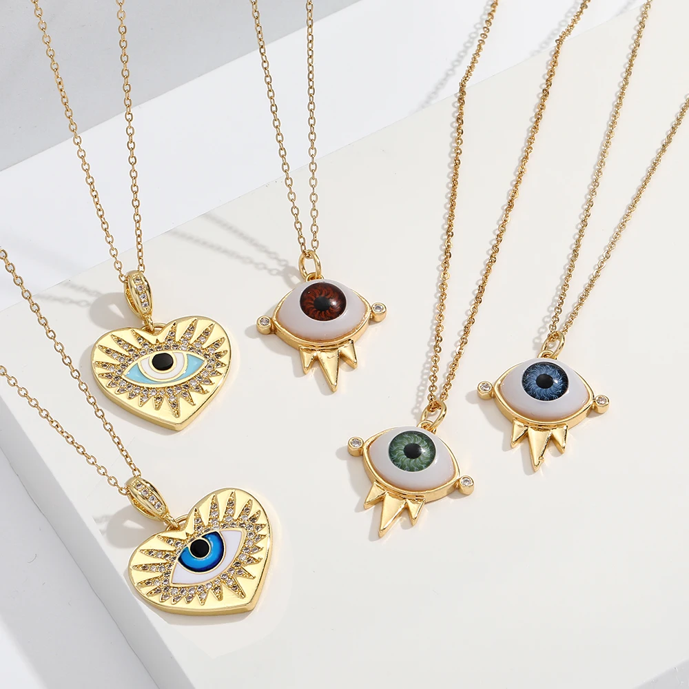 

Evil Blue Eye Pendant Necklace for Women Gold Color Goth Gothic Punk Long Chains Necklace Butterfly Choker Collars New Designer
