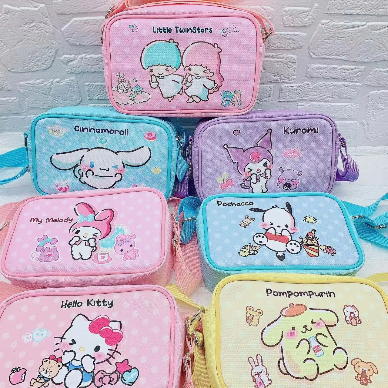 

Kawaii Sanrio кошелек Cinnamoroll Kuromi My Melody Pu водонепроницаемая сумка через плечо для хранения маленькая квадратная сумка Кошелек для монет