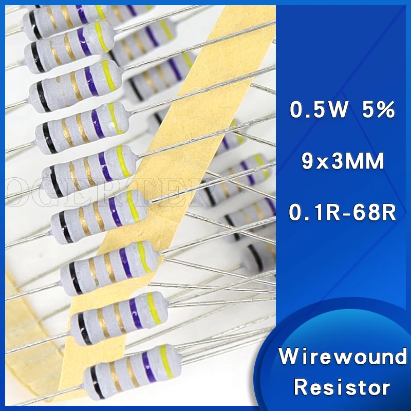 50 шт./лот 0,5 Вт Обмотанный предохранительный резистор 5% 0,1 0,15 0,22 0,47 0,5 1Р 3,3 4,7Р 5,1 10Р 22 12Р 30Р 47Р 51Ом Проволочный резистор 1/2 Вт на.