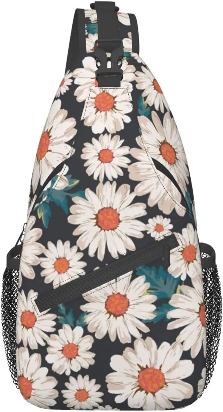 

Daisy Sling Backpack Crossbody Shoulder Bags For Women Beautiful Flowers Casual Adjustable Daypacks Chest Bag For Hiking Cycling