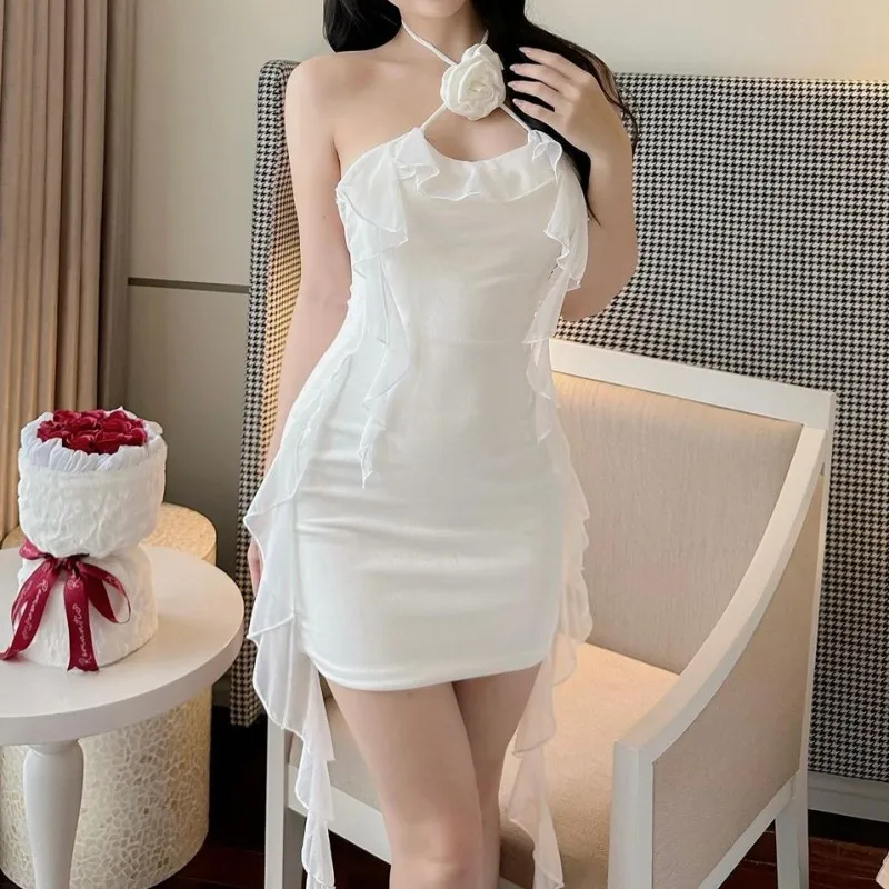 

Europe Streetwear 2023 Summer Sexy Women Hollow Out Style Dress Formal Elegant Clothes Evening Party Dresses Joint Robe Y2k