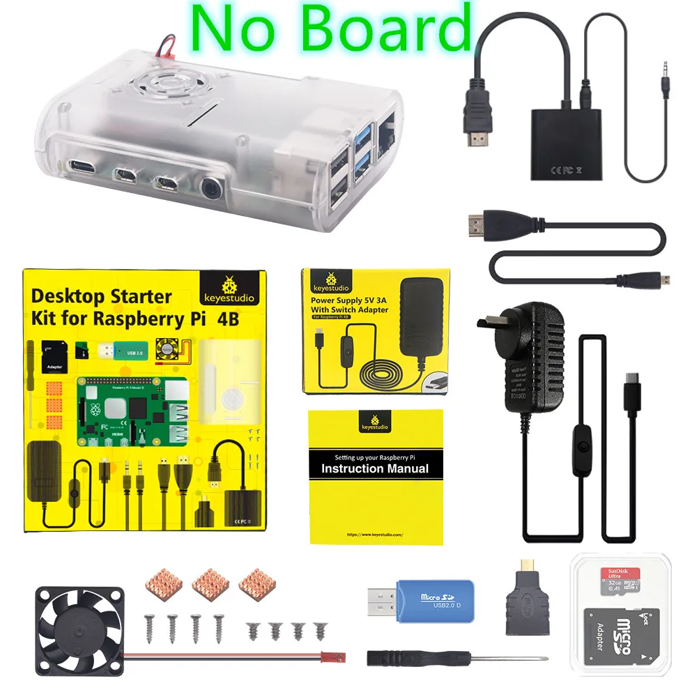 

Original Raspberry Pi 4B Kit + ABS Case + 32GB SD Card+ AU Plug Power Adapter + Fan+ Heat Sink for Raspberry Pi 4