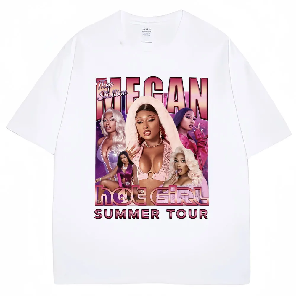Футболки с принтом Limted Rapper Megan Thee Stallion Hot Girl Summer 2024 тур для мужчин и женщин модные