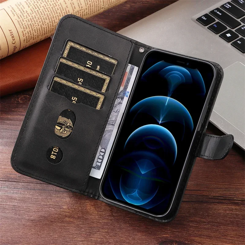Фото Redmi 14C 13C 12C Note 14 13 12 Pro Plus Zipper Case for Xiaomi 14T 14 15 13T 13 Pro 14Ultra Cards Slot Stand Wallet Phone Cover №3