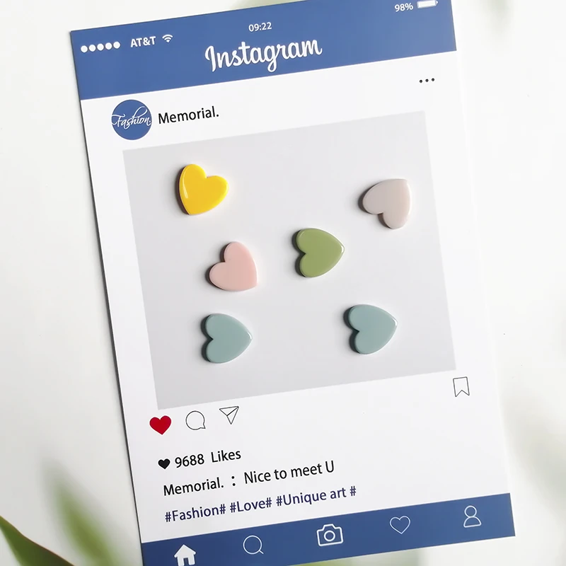 10PCS милые мини холодильник магниты красочные любовь сердце маленький наклейки