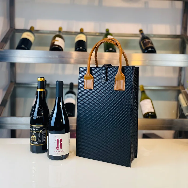 

New Arrival Wine Bag Black PU Leather Bag Beer Champagne Holder Carrier Portable Shockproof Bottle Bags