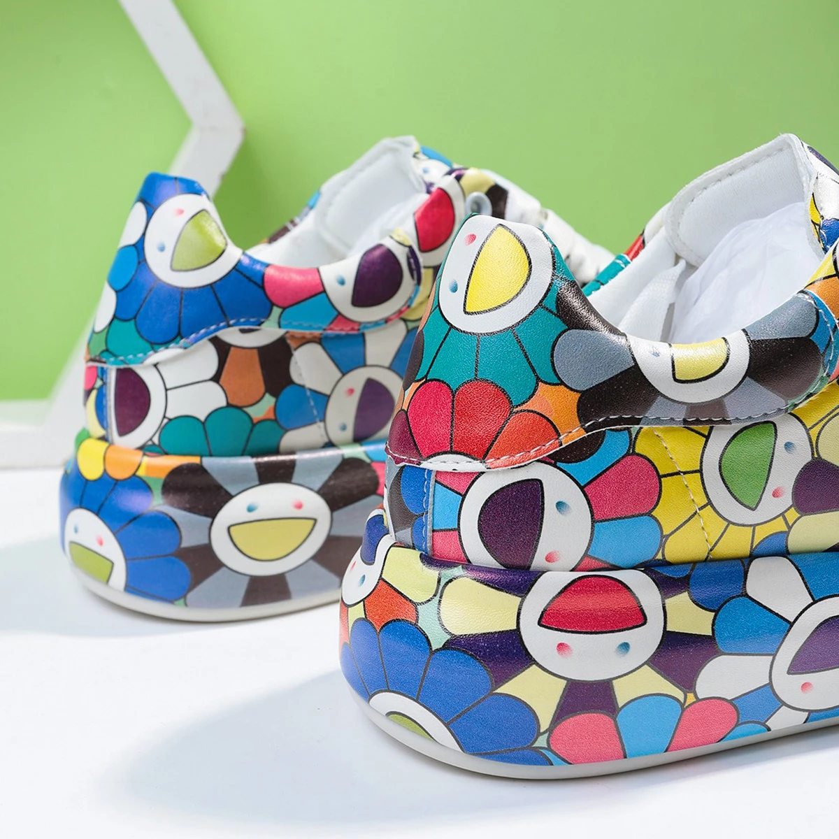 Women's Sneakers Summer Autumn Fashion Platform Outdoor Sneakers Trend Graffiti Shoes Comfortable Lace-up Flat Sneakers