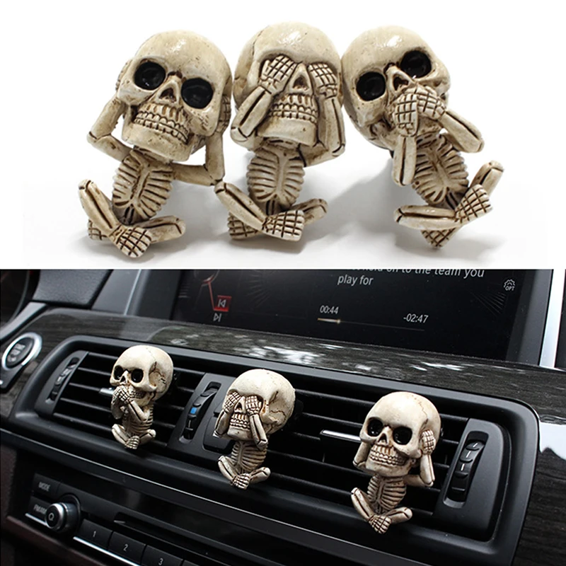 

Evil Skull Trio Statue A Set Of 3 With Air Freshener Car Air Outlet Ornament