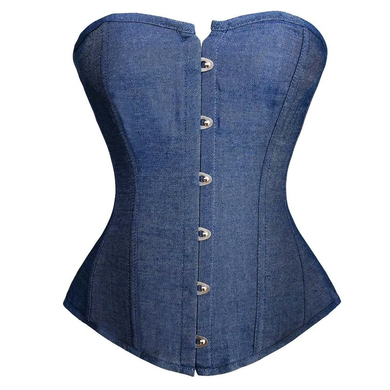 

Strapless Bustier Overbust Fashion Corset Vintage Caudatus Victorian Korsett Denim Lingerie Sexy Corset Top New Style Clothing