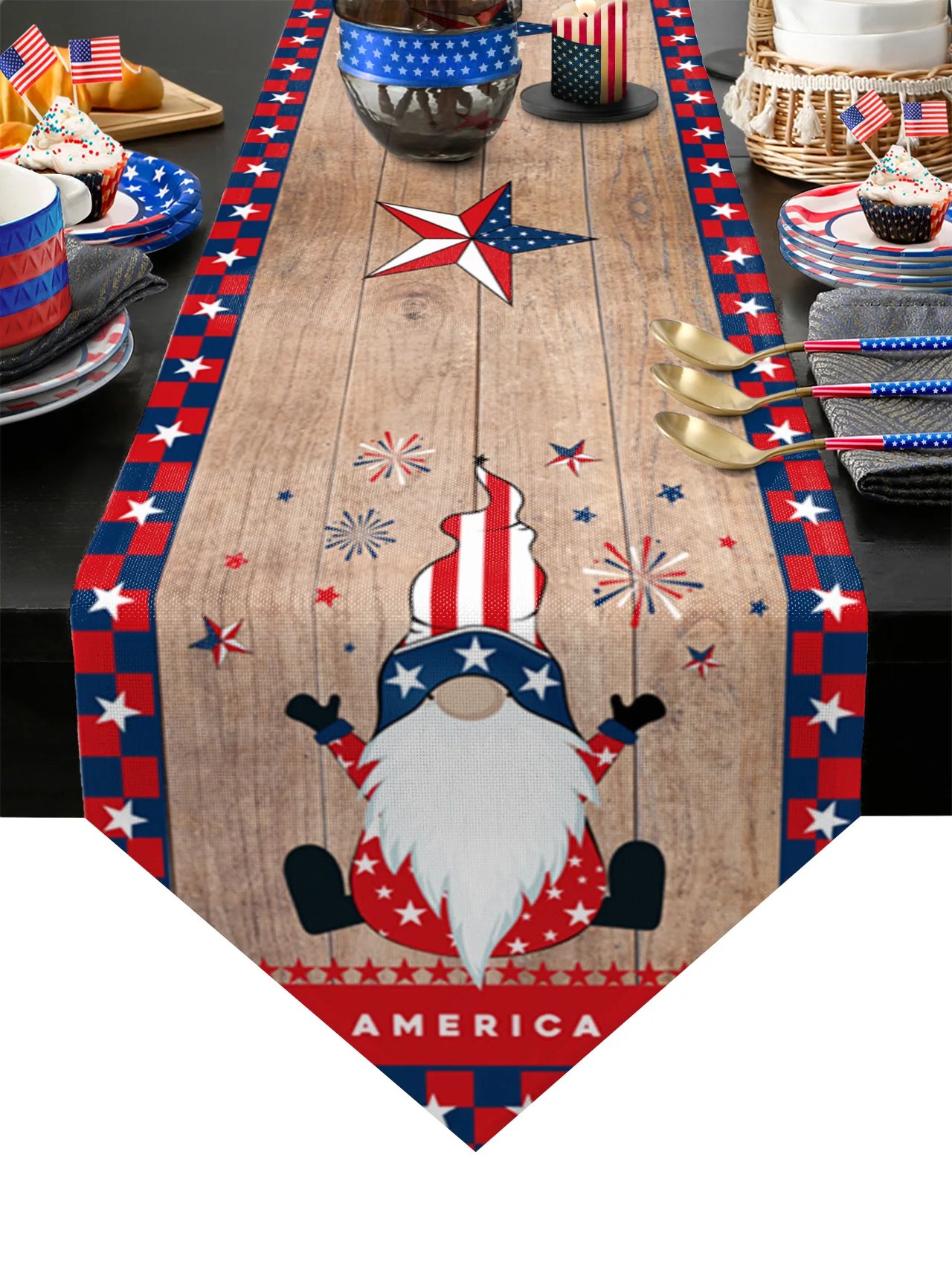 

Настольная дорожка Гном на День Независимости, свадебное украшение, домашний декор, кухонная настольная дорожка, подстилки