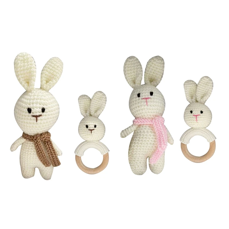 Infant Knitting Rattle Crochet Bunny Rattle Toy Bed/Sofa Accompany Accessories