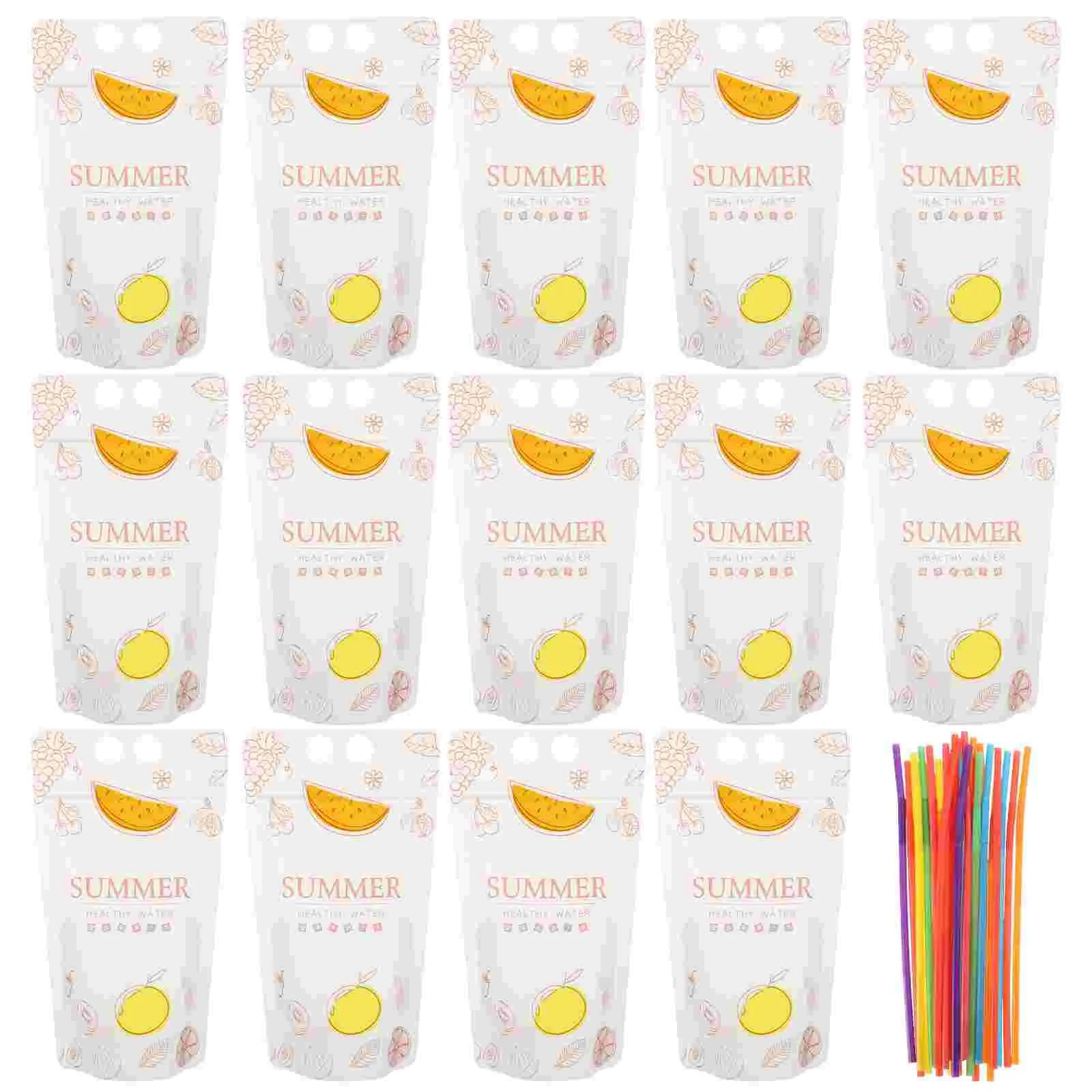 

25 Pcs Juice Pouch Pouches Drinks Straws Bags Portable Clear Yogurt Container Composite Material