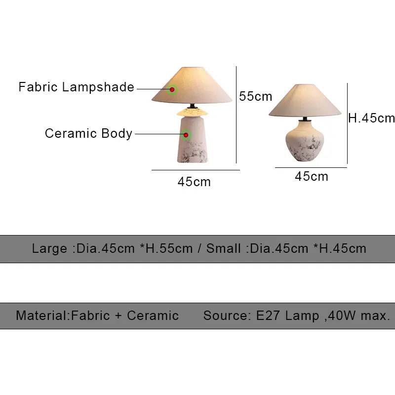 Японская ваби-саби ретро керамическая настольная лампа светодиодная E27