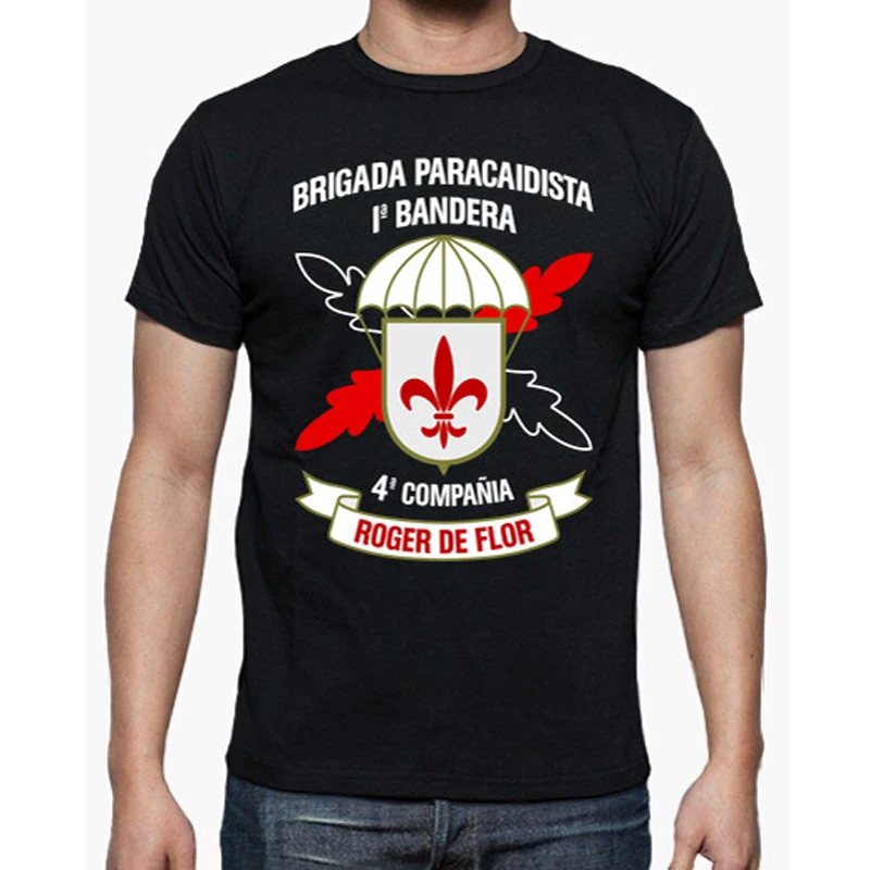 Roger De Flor. Camiseta Brigada Paracaidista 1ª Bandera española. 100% Algodón, De Alta Calidad, De Gran Tamaño, informal