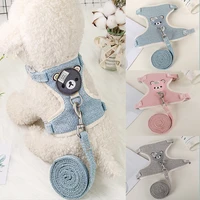 cute kitten puppy guinea pig chest strap vest type cartoon bear traction rope harness cat collar dog accessories pet items