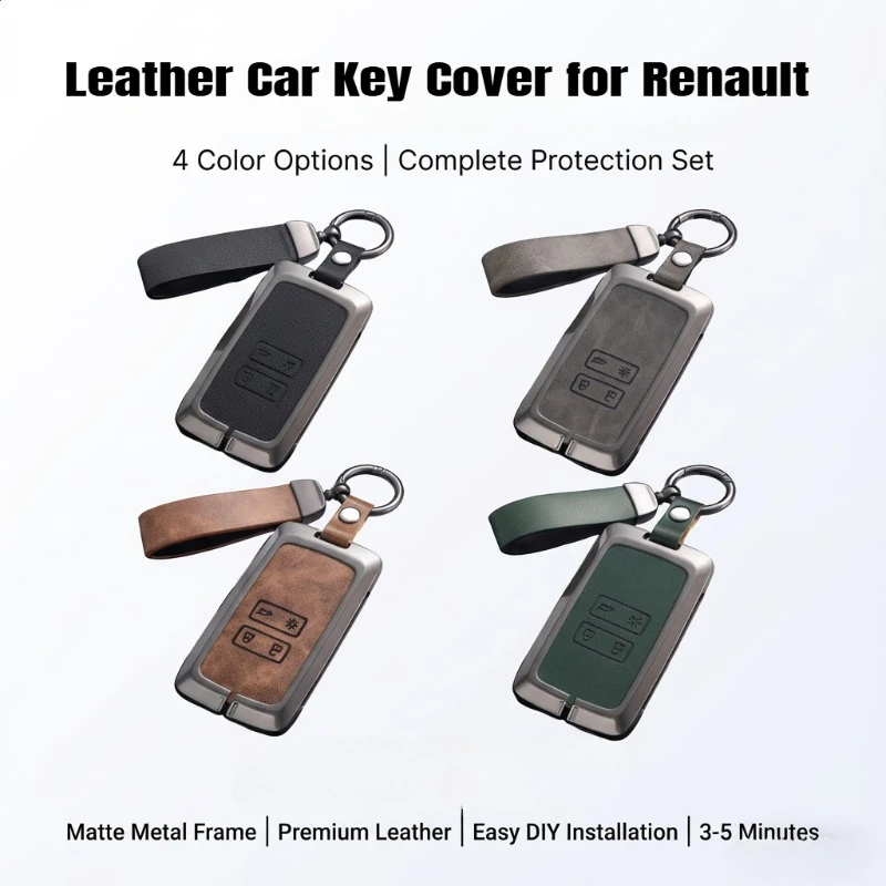 Фото Кожаный чехол для ключей автомобиля Renault Austral Kadjar Clio Megane Captur Arrana Kolaos Zoe Scenic Dacia Sandero Duster Logan Jogger №1