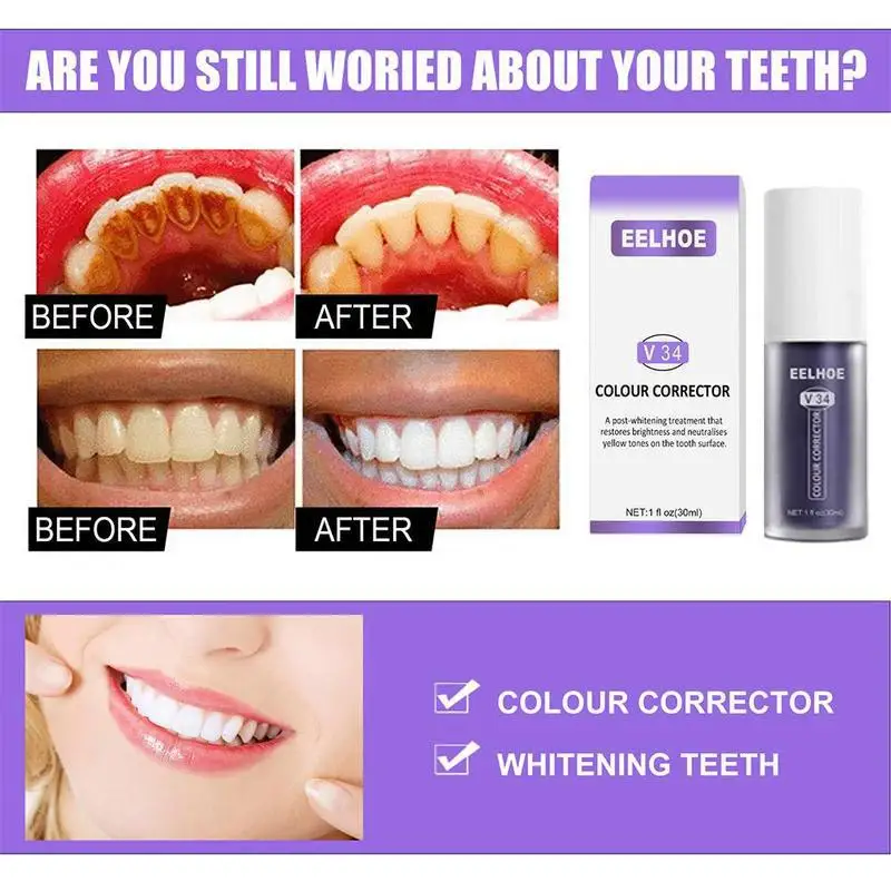 

30ml Teeth Cleansing Toothpaste Tooth Whitening Enamel Teeth V34 Care Removal Reduce Stain Toothpaste Yellowing Toothpaste R7r8