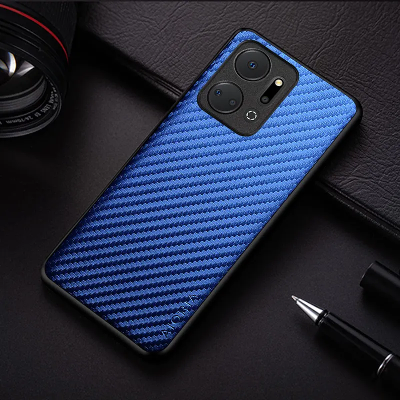Текстурный чехол из углеродного волокна для телефона Huawei Honor X7A X6A X6B модный дизайн