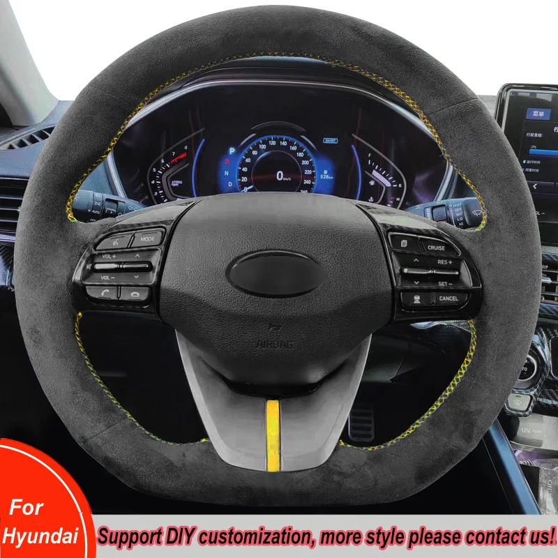 

Non-slip Durable Black Suede Steering Wheel Cover Wrap For Hyundai Veloster 2019 i30 2017-2019 Elantra Car Accessories
