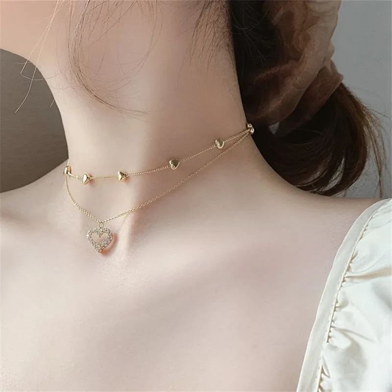 

Delysia King Double Heart Necklace Temperament Necklace Fashion Accessories
