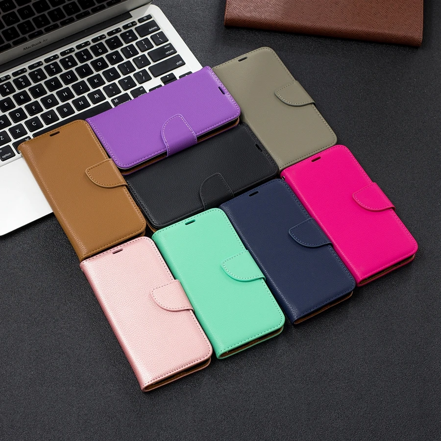 Wallet Litchi Pattern Flip Leather Case For Huawei P50 P50 Pro P40 P30 P20 Lite Pro P Smart 2021 Mate 30 20 Lite Y5 Y6 Y7 2019