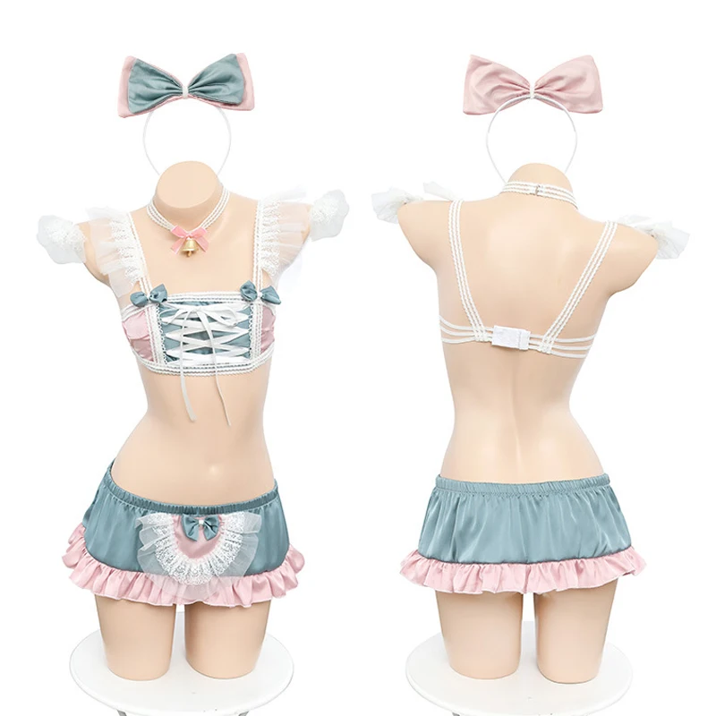 Бикини для косплея Game OW Mei милая Лолита зайчик девочка голубое пушистое боди с