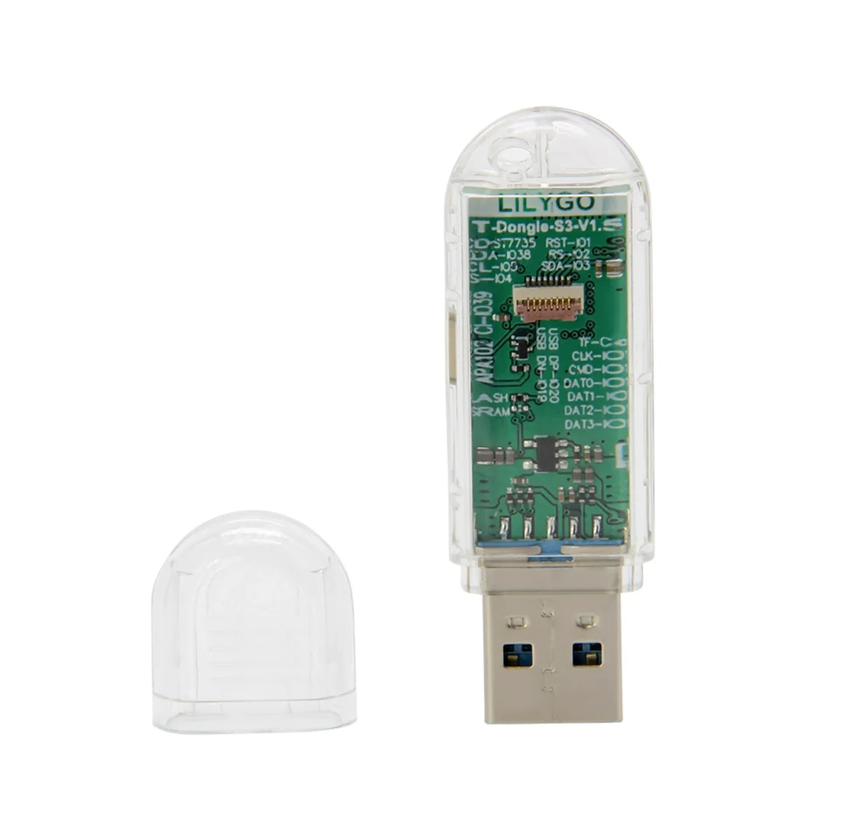 Мини-плата разработки USB-Dongle ESP32-S3, 0,96-дюймовый IPS-ЖК-дисплей, Wi-Fi и BLE 5, USB-C, прозрачный корпус, поддержка ArduinoMicroPython (art.: 3920d33245fa4) - 3920d33245fa4