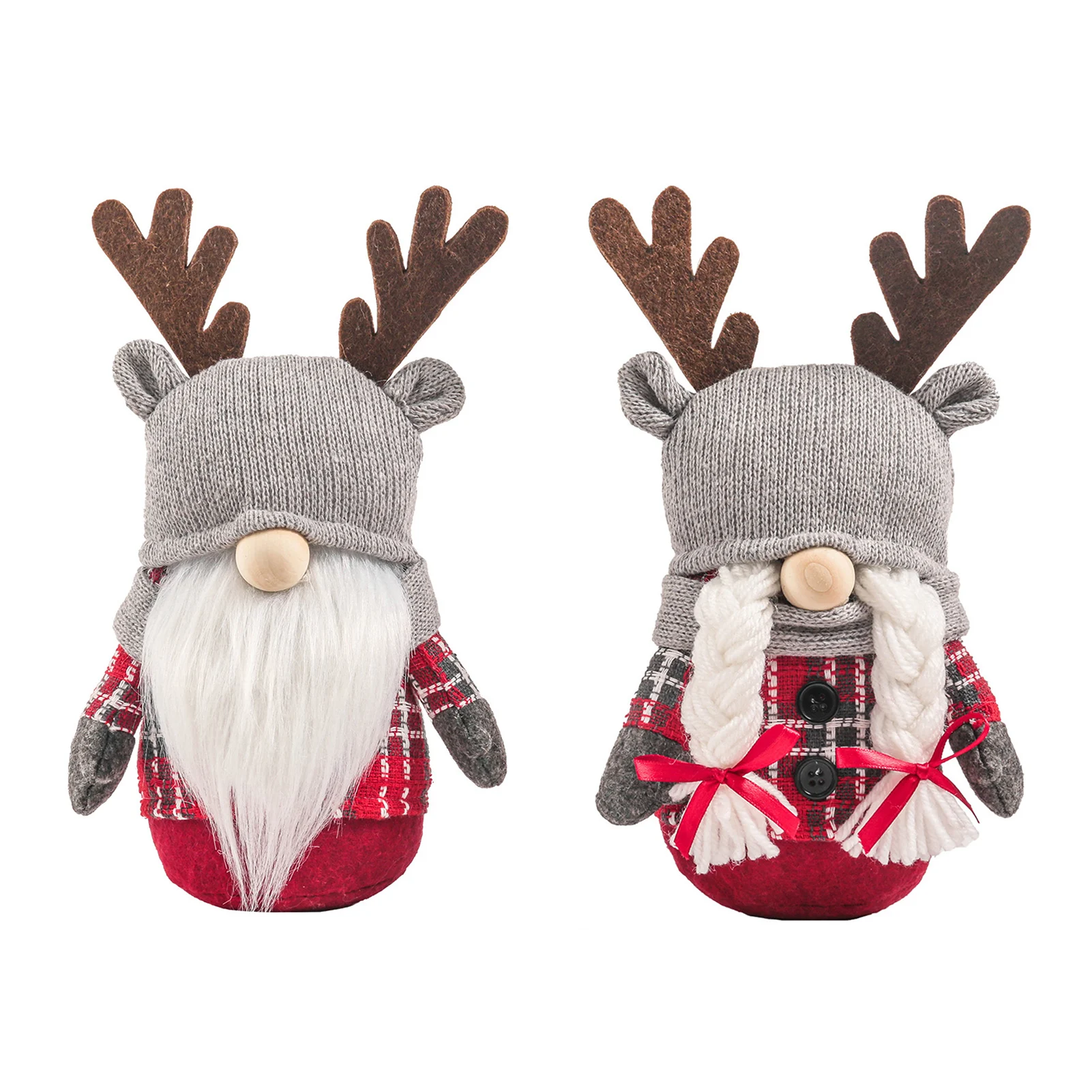 

2022 Faceless Doll Winter Holiday Decorations For Home Ornament With Long Braids Happy New Year 2022 Red Plaid Plush Doll Gift