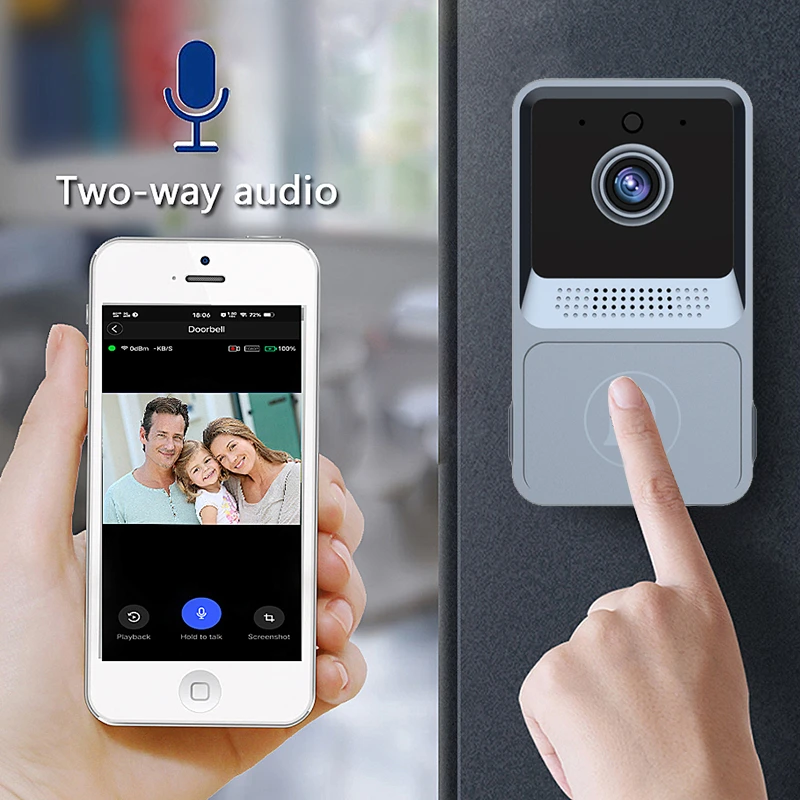 

Smart Wireless Doorbell WIFI Video Phone Intercom 100° Wide Vision HD Camera Night Vision Home Security Alarm Real-Time Monitor