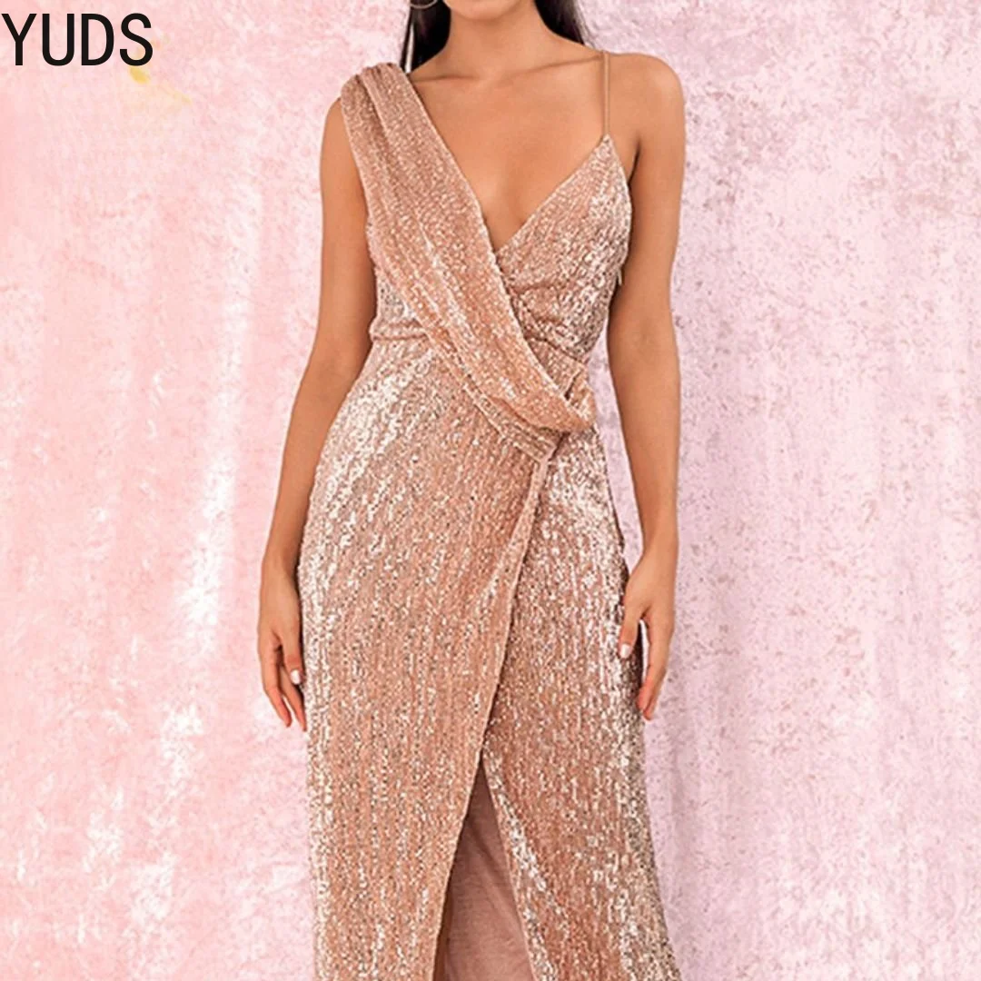 

YUDX 2023 Women Cross Strap Evening Maxi Dress Backless Shiny Diamond Chain Spaghetti Strap Slim Vestidos Prom Bodycorn Gowns